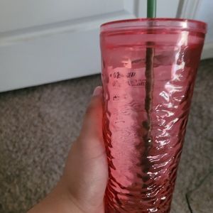 🍂LAST ONE💗Starbucks 2022 Fall ‘Hammered Begonia’ Pink Glass Cold Cup Tumbler